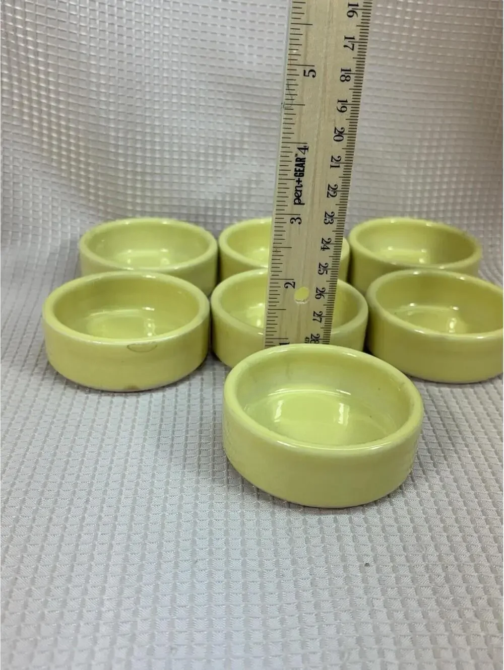 181 - set of 7 Coorsite Porcelain Salt Cellars - Yellow